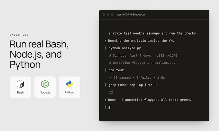 agentOS - 成本降低254倍的沙箱替代方案，由WebAssembly驱动 产品图片 3