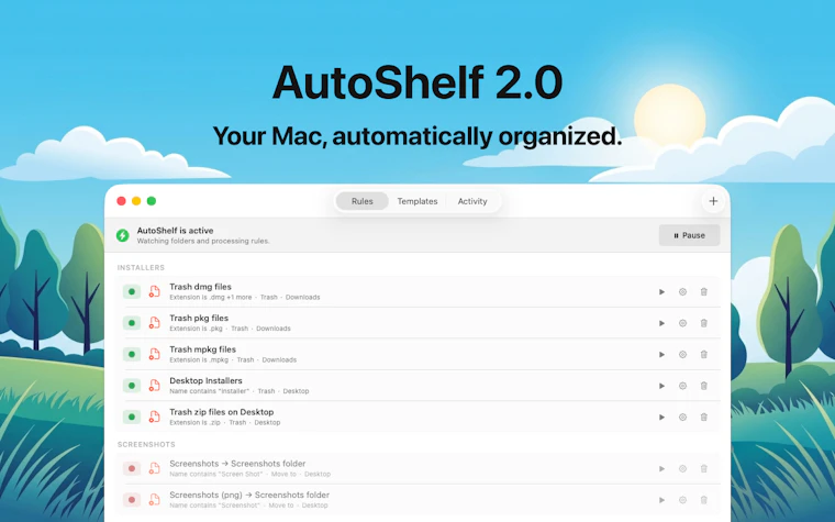 AutoShelf 2.0 - 支持 MCP 与 CLI,即刻自动整理 Mac 文件 产品图片 2