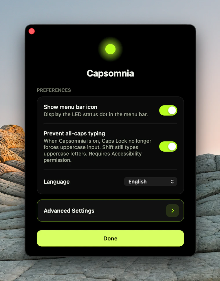 Capsomnia - Caps Lock 让你的 Mac 保持唤醒，即使合上盖子 产品图片 4