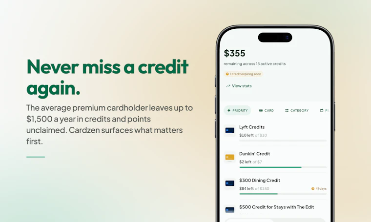 Cardzen - 在过期前追踪每一笔信用额度、专属权益与积分 产品图片 2