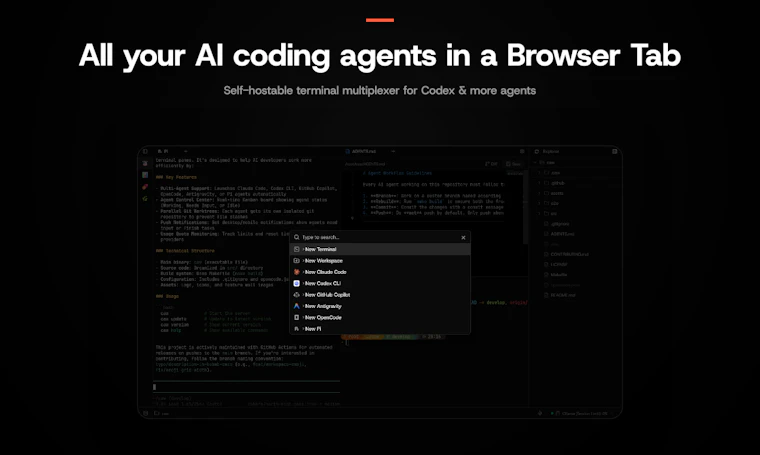 Caw - 面向 AI 智能体的开源 Web 终端复用器 产品图片 2