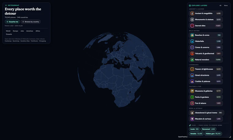 Detourmap - 值得绕道前往的每一处秘境，尽汇于一张交互地图 产品图片 2