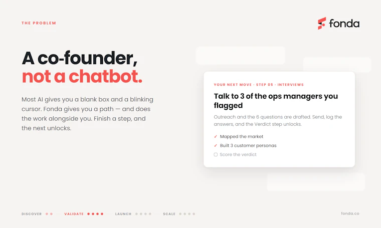 Fonda AI co-founder structured startup tool 产品图片 2