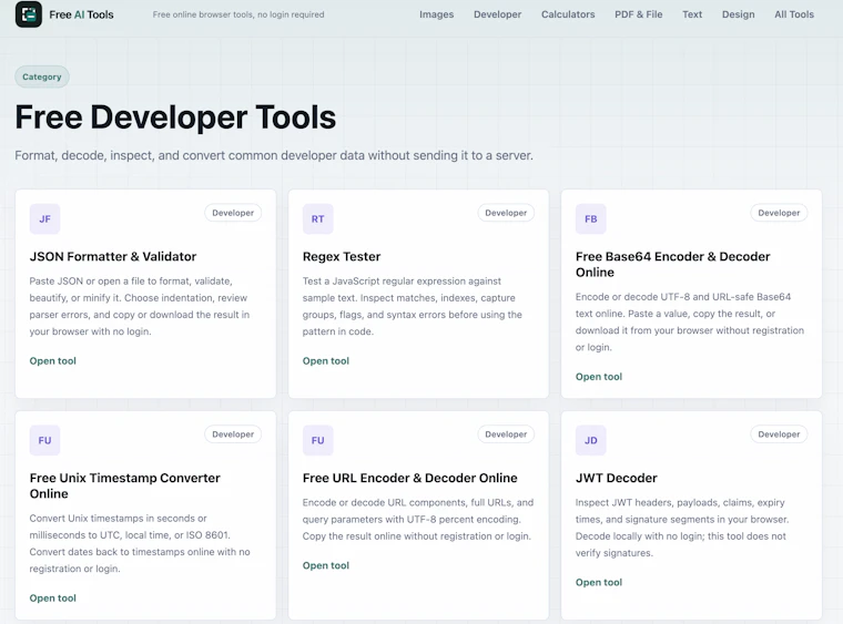Free AI Tools - 日常任务免费浏览器工具，免登录即用 产品图片 3