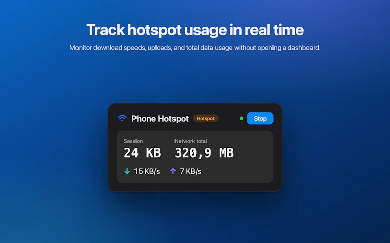 Hotspot Meter  - Mac 菜单栏专属的私密流量监控工具 产品图片 2