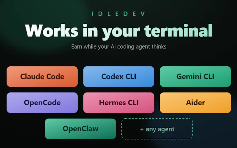 IdleDev AI coding agent ad revenue 产品图片 2