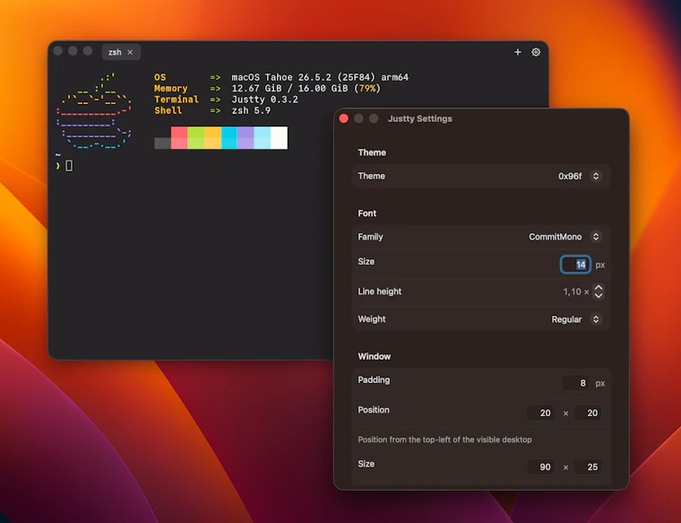 JusTTY - 一款基于 Swift 与 libghostty 打造的简洁原生 macOS 终端 产品图片 3