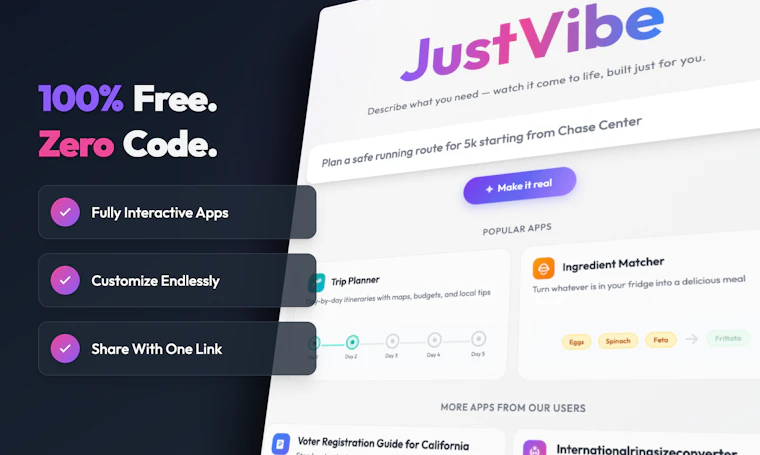 JustVibe - 专为行动而生的搜索引擎，即刻为你定制专属应用 产品图片 7