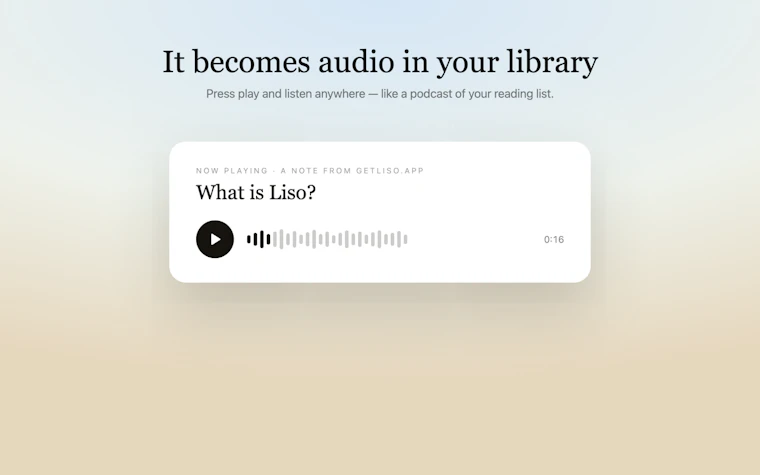 Liso - 在任意页面高亮文本，即刻转为音频。 产品图片 5