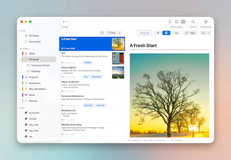 MinkNote - 基于纯 Markdown 文件的私密 macOS 笔记应用 产品图片 1