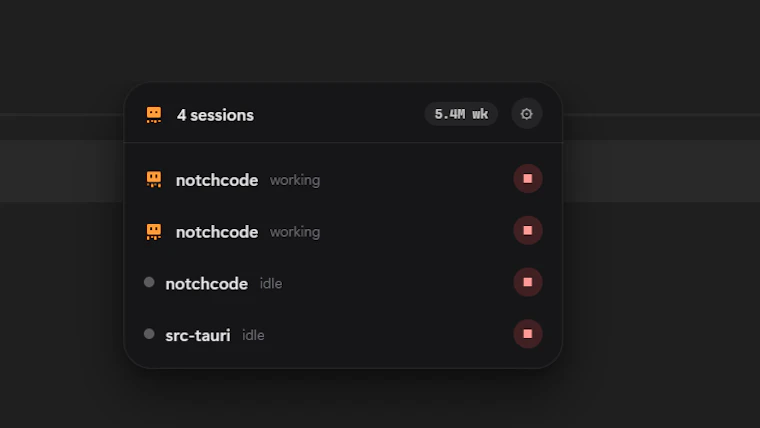 Notchcode AI coding agent monitor 产品图片 2