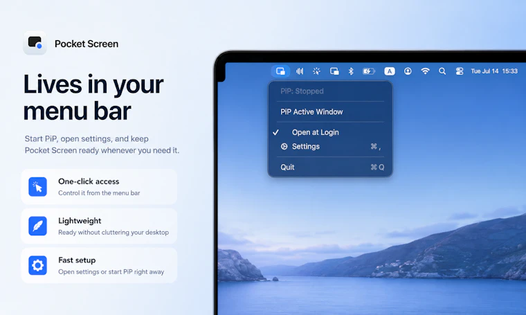 Pocket Screen - 让任意 Mac 窗口以悬浮迷你屏形式常驻可见 产品图片 4