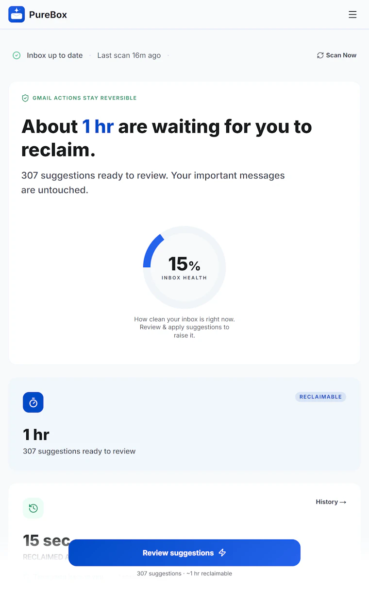 PureBox.ai - 先审后删:专为真实Gmail收件箱打造的AI智能清理助手。 产品图片 8