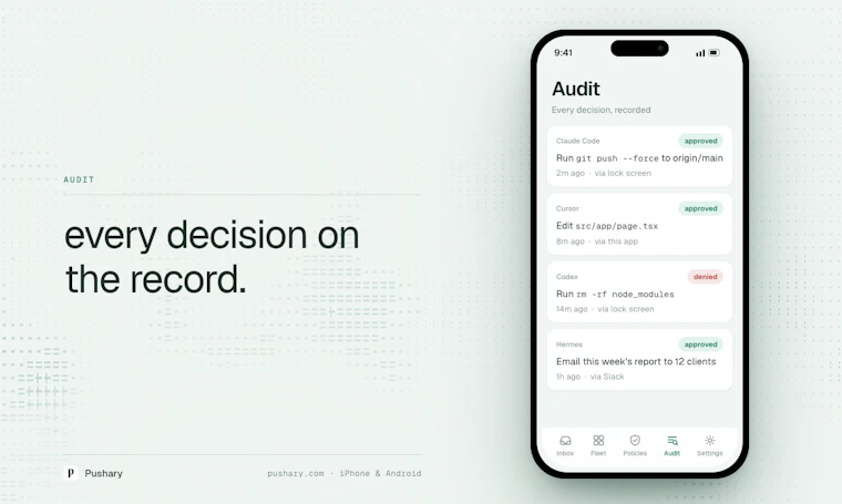 Pushary - 在锁屏界面一键审批 AI 请求 产品图片 3