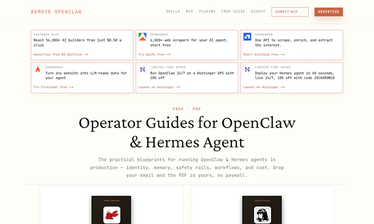 Remote OpenClaw - 为 AI 编程智能体提供 13,000+ MCP 服务器、技能与插件 产品图片 3