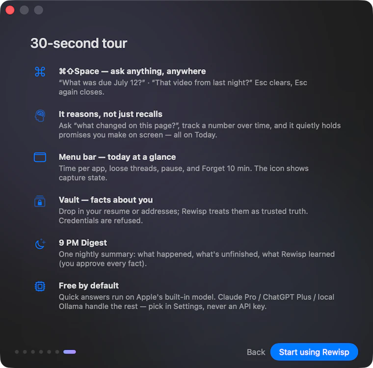 Rewisp — an ambient memory for your Mac - 一眼即存,随时可问。 产品图片 17