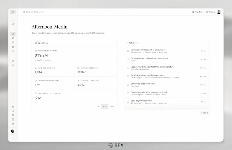 Rex - 驱动订单到收款全流程的AI智能体 产品图片 2