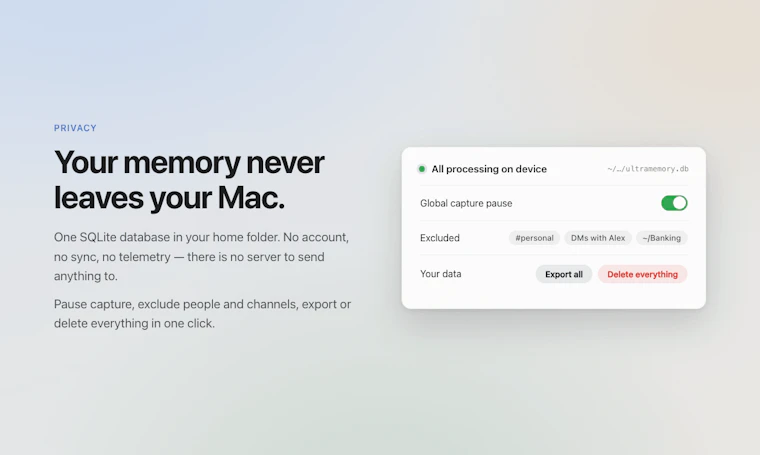 Ultramemory Mac private AI memory review 产品图片 4
