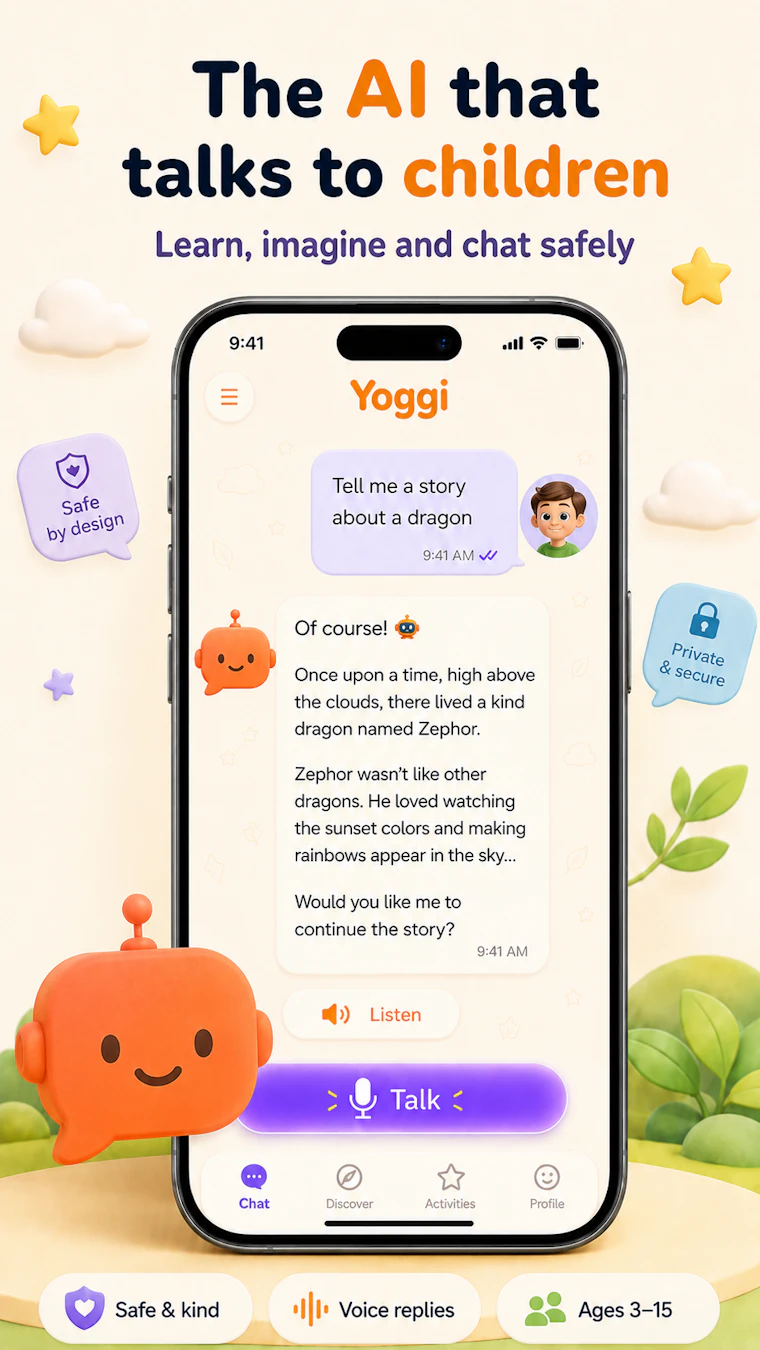 Yoggi - 专为儿童设计的安全AI对话体验 产品图片 1