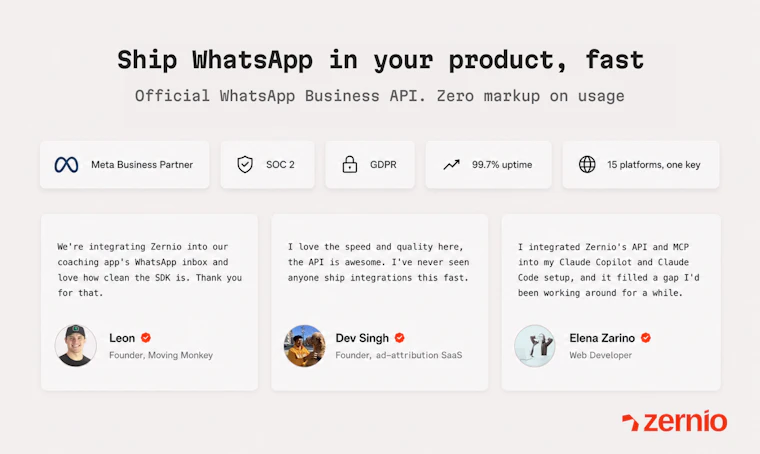 Zernio WhatsApp API