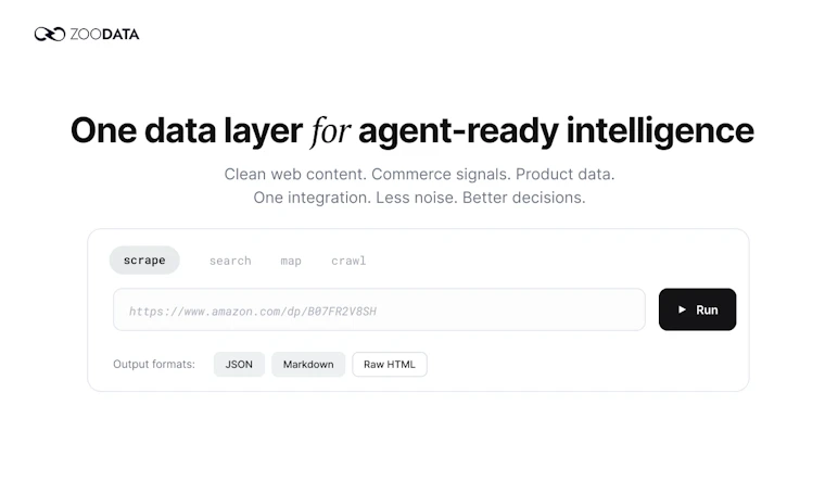 ZooData - AI 智能体的专属数据层 产品图片 1