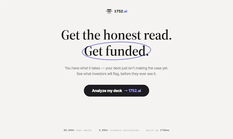 1752vc Pitch Deck Analyzer - 在点击发送前，精准预判投资人的真实反馈。 产品图片 5