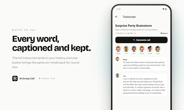 AI Group Call - 输入目标，即刻加入与六位 AI 智囊的实时语音通话 产品图片 4