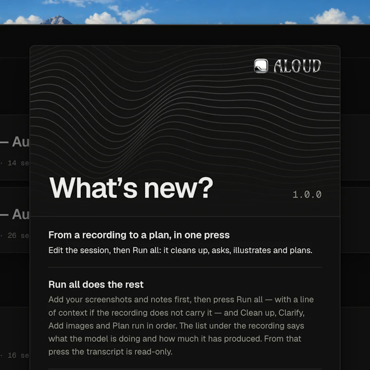 Aloud - 口述应用操作，智能编码助手即刻生成方案 产品图片 1