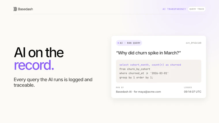 Basedash Audit Logs - BI 平台中的每一项操作，全程留痕。 产品图片 3