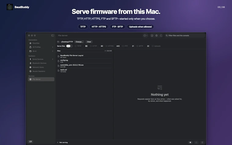 BaudBuddy - 内置文件服务器的原生 macOS 串口终端 产品图片 4