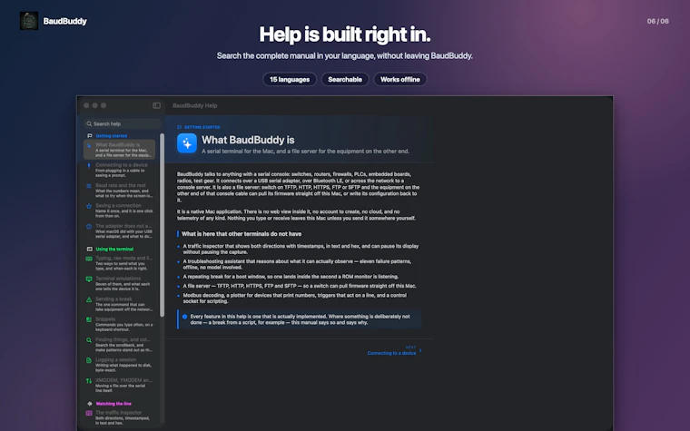 BaudBuddy - 内置文件服务器的原生 macOS 串口终端 产品图片 6