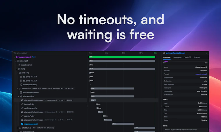 Chat Agent by Trigger.dev - 关闭标签页后仍能持续运行的 AI 对话 产品图片 2