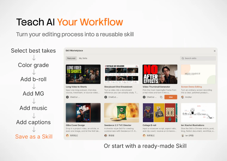 ChatCut Desktop - 专为人类与AI打造的视频编辑器。用GPT和Claude轻松剪辑。 产品图片 4