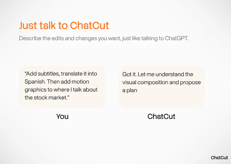 ChatCut Desktop - 专为人类与AI打造的视频编辑器。用GPT和Claude轻松剪辑。 产品图片 5