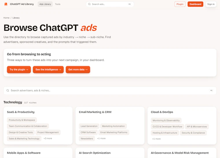 ChatGPT Ad Library - 全景洞察ChatGPT内部实时广告 产品图片 2