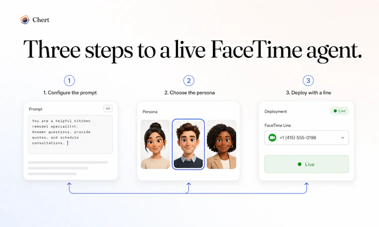Chert - FaceTime版的Vapi：几行代码打造AI视频智能体 产品图片 4