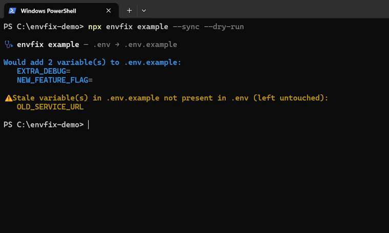 envfix - 专为 Node.js 项目打造的轻量级 .env 环境配置医生 产品图片 3