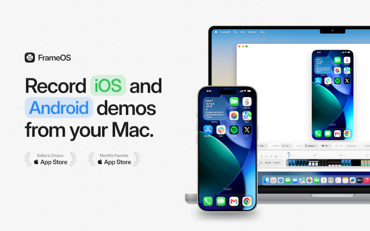 FrameOS - 从 Mac 一键录制 iOS 与 Android 屏幕画面。 产品图片 2