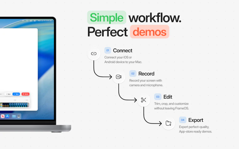 FrameOS - 从 Mac 一键录制 iOS 与 Android 屏幕画面。 产品图片 3