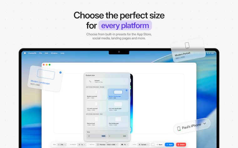 FrameOS - 从 Mac 一键录制 iOS 与 Android 屏幕画面。 产品图片 4
