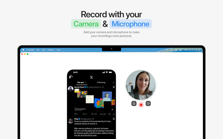 FrameOS - 从 Mac 一键录制 iOS 与 Android 屏幕画面。 产品图片 5