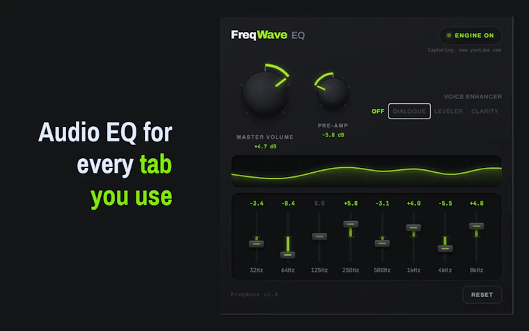 FreqWave EQ - 借助实时均衡器,随心定制网页音频体验 产品图片 2