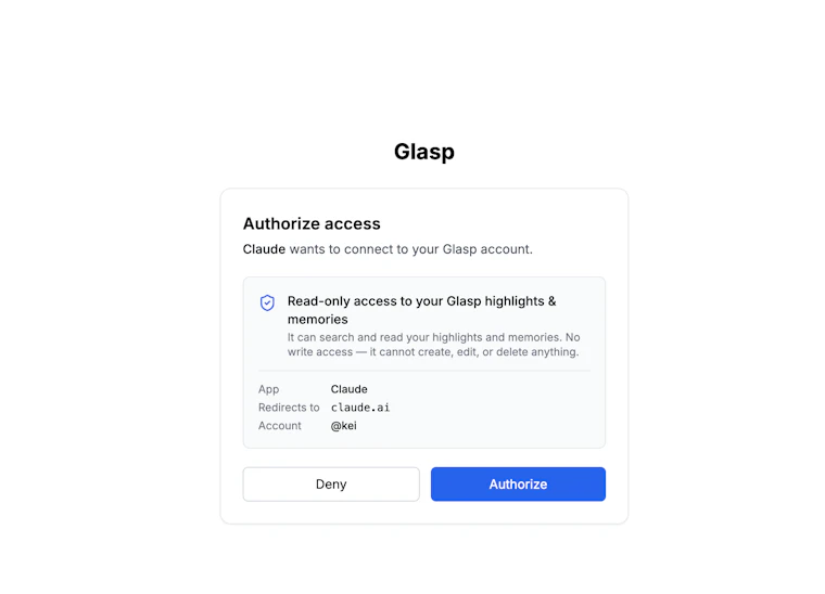 Glasp MCP Connector - 在 Claude 和 ChatGPT 内直接搜索您的高亮标记与笔记 产品图片 3