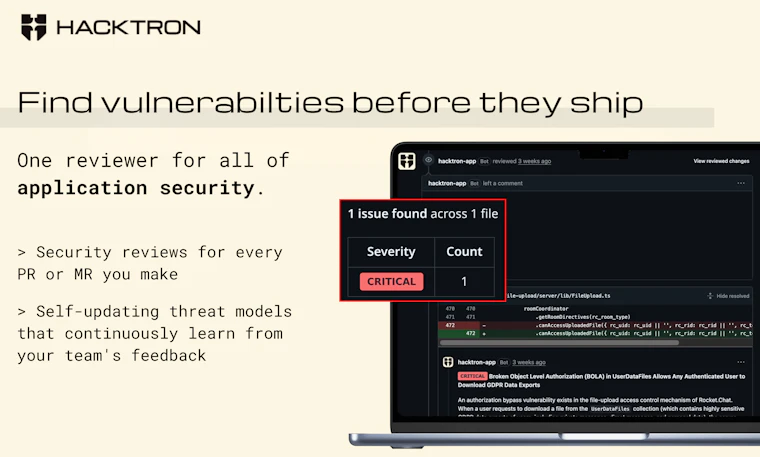 Hacktron Automations - 实现从漏洞发现到安全修复的完整闭环。 产品图片 2