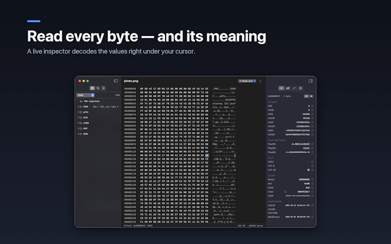 Hexel Editor - 懂文件格式的 macOS 原生十六进制编辑器 产品图片 2