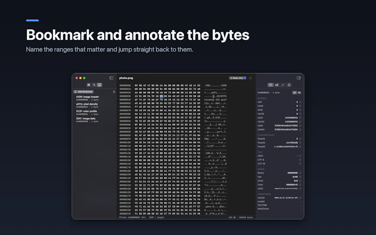 Hexel Editor - 懂文件格式的 macOS 原生十六进制编辑器 产品图片 3