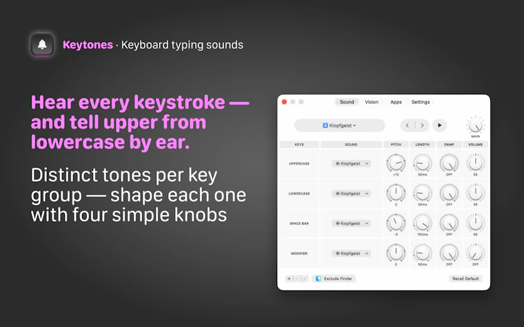 Keytones - 大小写及其他按键专属音效,告别盲打尴尬 产品图片 1