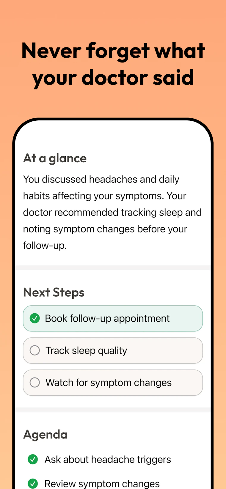 Kin Health - 记录就诊对话，获取清晰摘要 产品图片 3