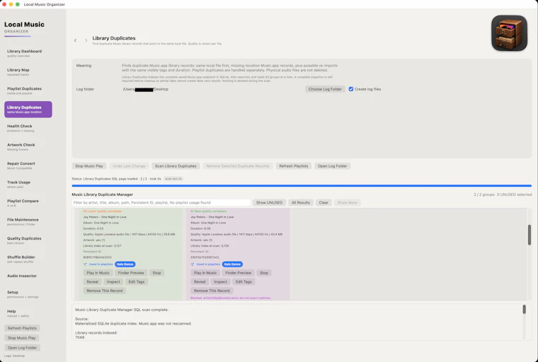 Local Music Organizer for Mac - 本地Apple音乐库维护的终极工具箱 产品图片 8