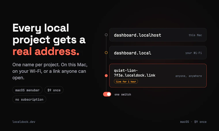 Localdock - 为每个本地项目赋予专属公网地址。 产品图片 1